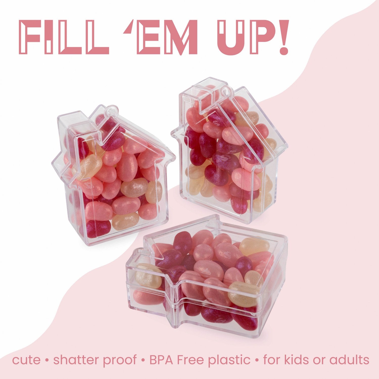 House Shaped Acrylic Candy Boxes 12 Pack 2.83"X2.08"X1.02"